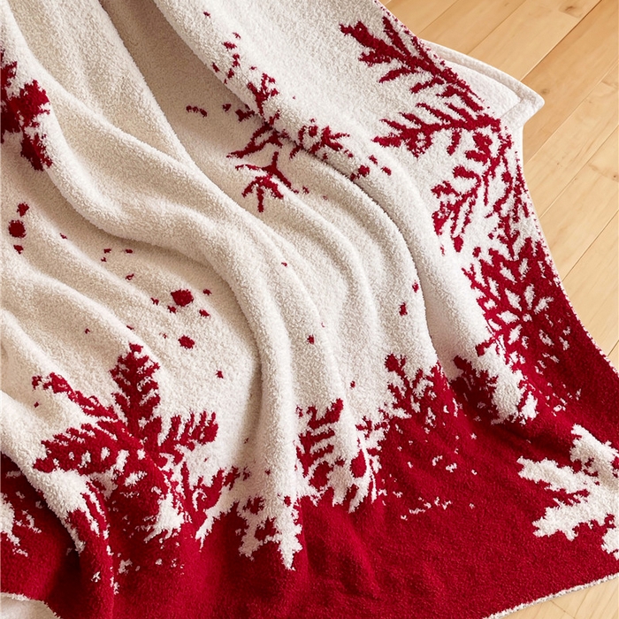 91家纺网 家纺一手货源 找家纺 琪格格纺织 2026新款原创加厚半边绒毛毯系列 雪花-白