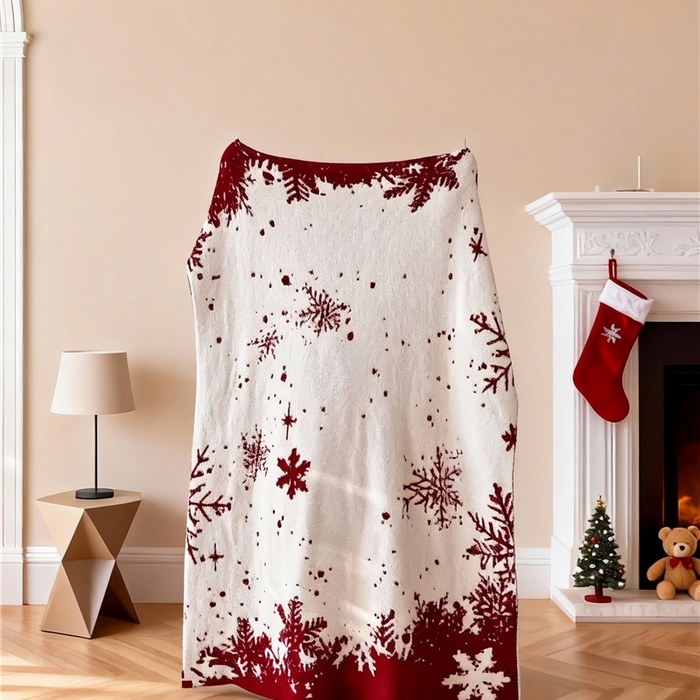 91家纺网 家纺一手货源 找家纺 琪格格纺织 2026新款原创加厚半边绒毛毯系列 雪花-白