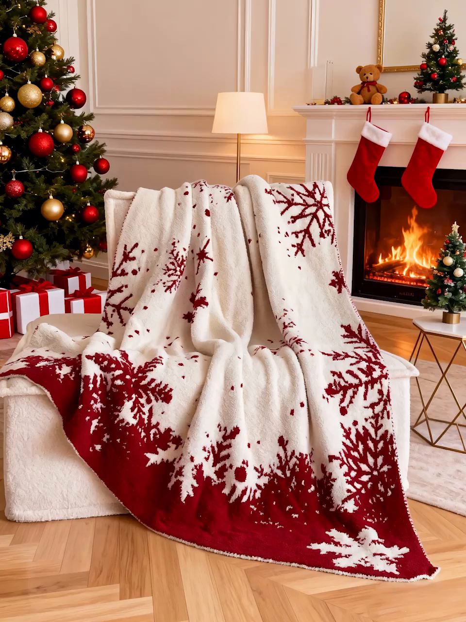 91家纺网 家纺一手货源 找家纺 琪格格纺织 2026新款原创加厚半边绒毛毯系列 雪花-白