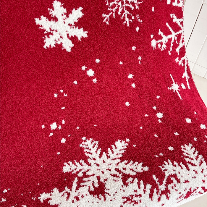 91家纺网 家纺一手货源 找家纺 琪格格纺织 2026新款原创加厚半边绒毛毯系列 雪花-红