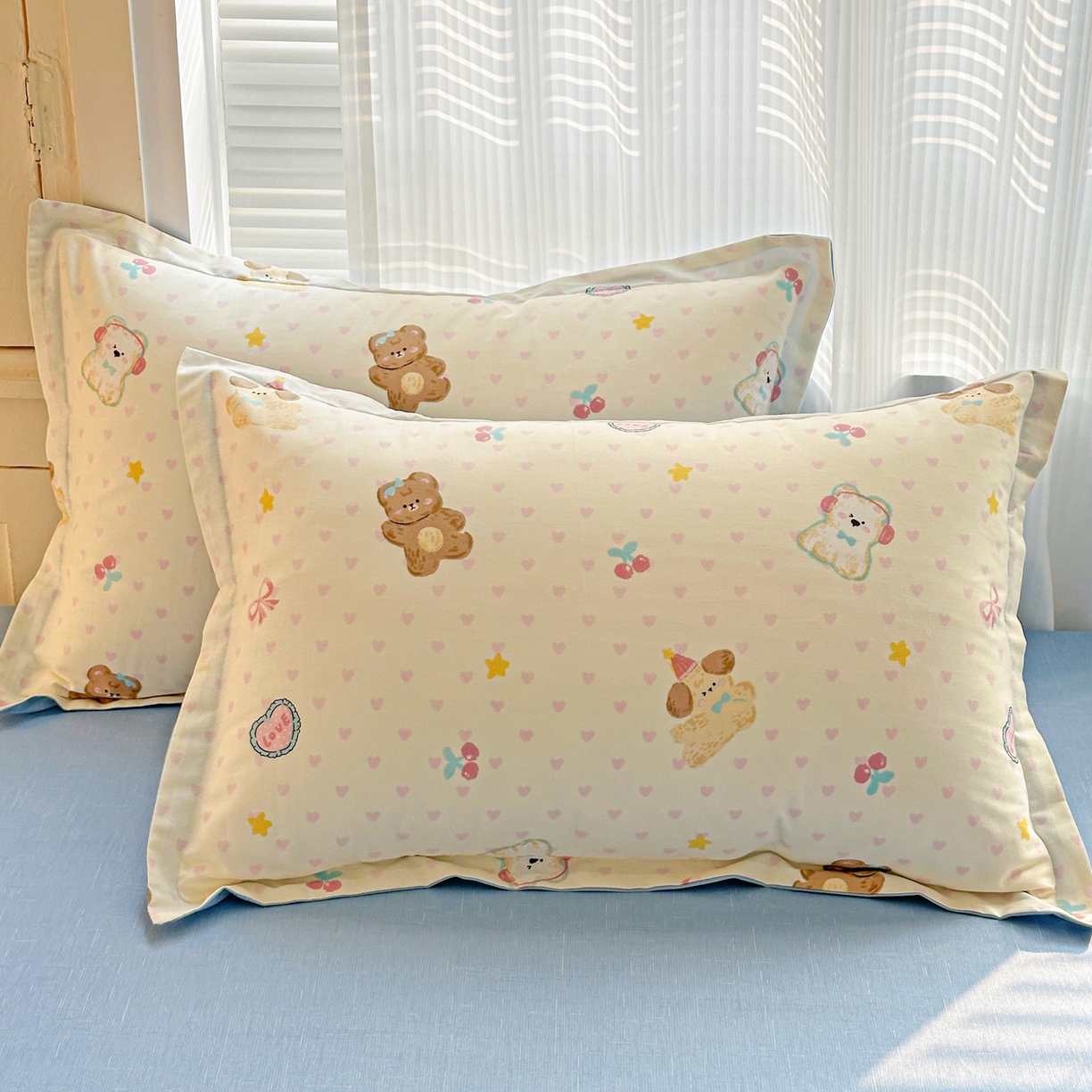 春雨家居 2026新款全棉印花ins减龄可爱小清新单枕套 芋泥小狗