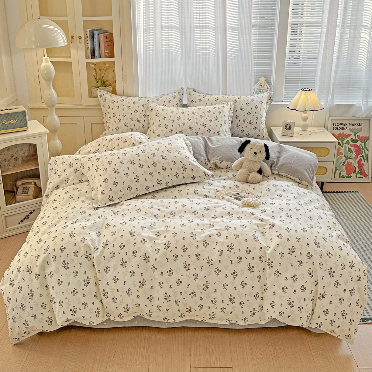 91家纺网 家纺一手货源 找家纺 春雨家居 2026新款全棉印花ins减龄可爱小清新单被套 清秋夜曲