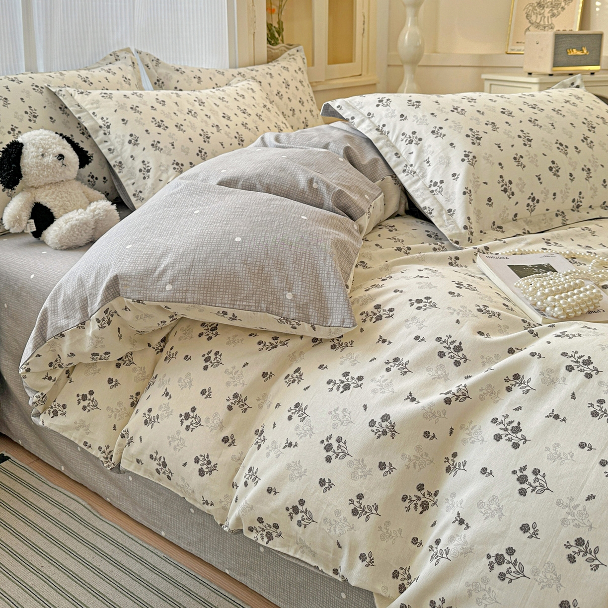 91家纺网 家纺一手货源 找家纺 春雨家居 2026新款全棉印花ins减龄可爱小清新单被套 清秋夜曲