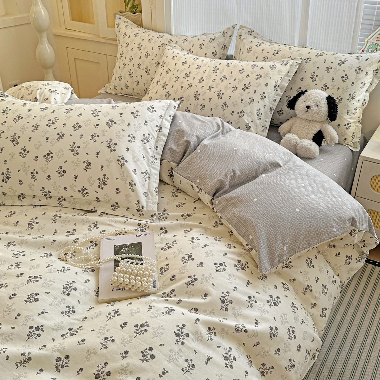 91家纺网 家纺一手货源 找家纺 春雨家居 2026新款全棉印花ins减龄可爱小清新单被套 清秋夜曲