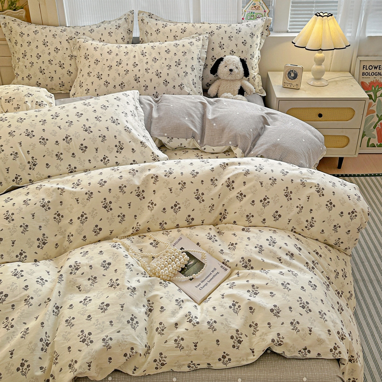 91家纺网 家纺一手货源 找家纺 春雨家居 2026新款全棉印花ins减龄可爱小清新单被套 清秋夜曲