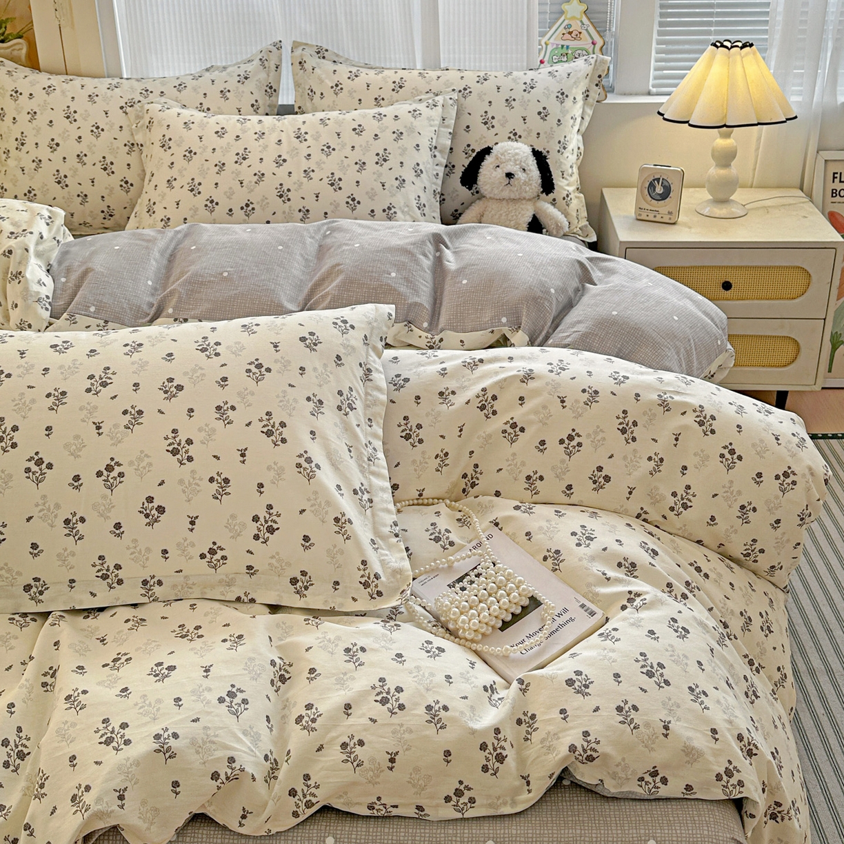 91家纺网 家纺一手货源 找家纺 春雨家居 2026新款全棉印花ins减龄可爱小清新单被套 清秋夜曲