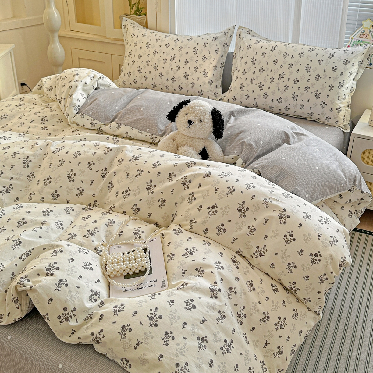 91家纺网 家纺一手货源 找家纺 春雨家居 2026新款全棉印花ins减龄可爱小清新单被套 清秋夜曲