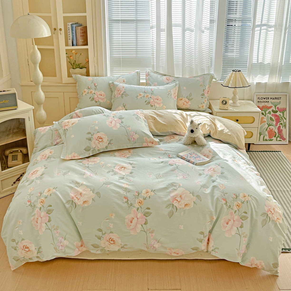 91家纺网 家纺一手货源 找家纺 春雨家居 2026新款全棉印花ins减龄可爱小清新单被套 夏日花莳