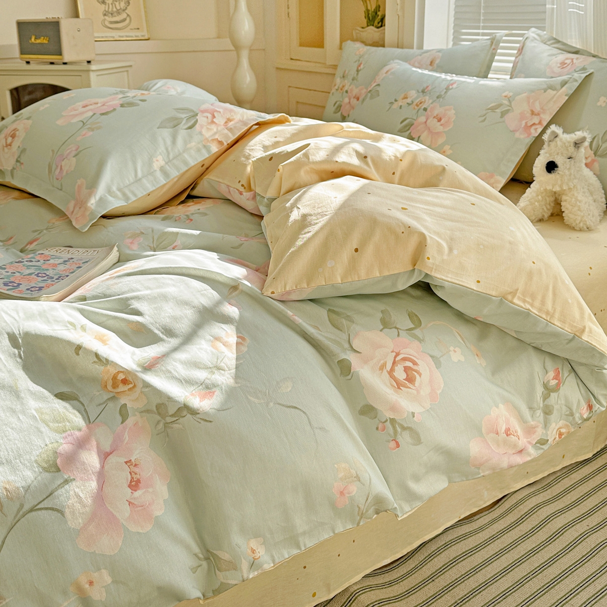 91家纺网 家纺一手货源 找家纺 春雨家居 2026新款全棉印花ins减龄可爱小清新单被套 夏日花莳