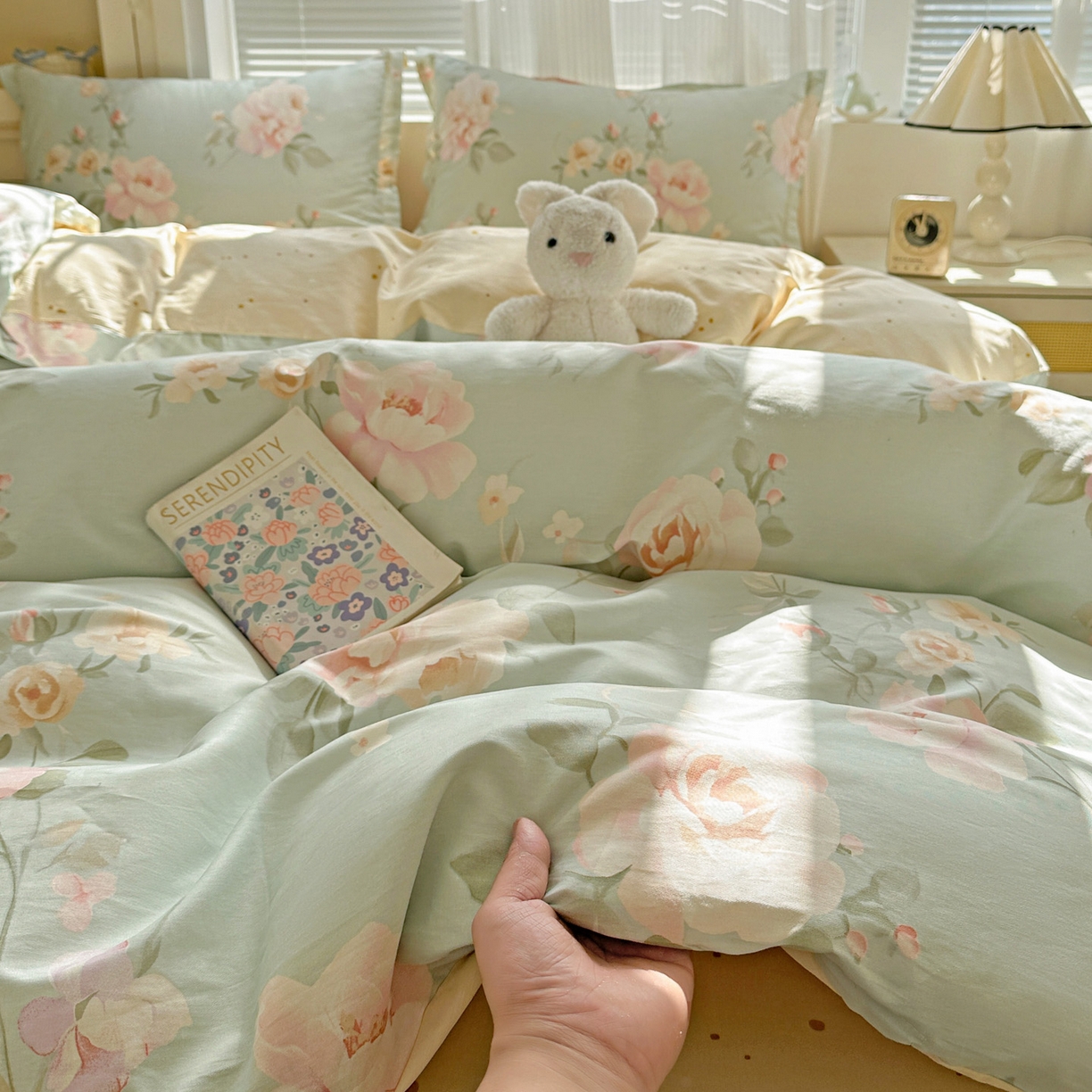 91家纺网 家纺一手货源 找家纺 春雨家居 2026新款全棉印花ins减龄可爱小清新单被套 夏日花莳