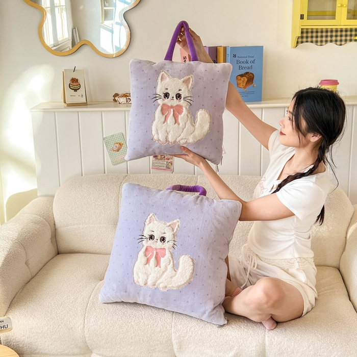 91家纺网 家纺一手货源 找家纺 番茄+ 2025新款牛奶绒哈基米抱枕被 哈基米-波点紫