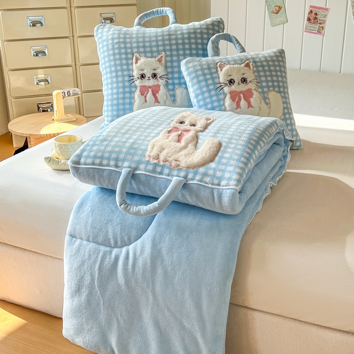 91家纺网 家纺一手货源 找家纺 番茄+ 2025新款牛奶绒哈基米抱枕被 哈基米-格蓝