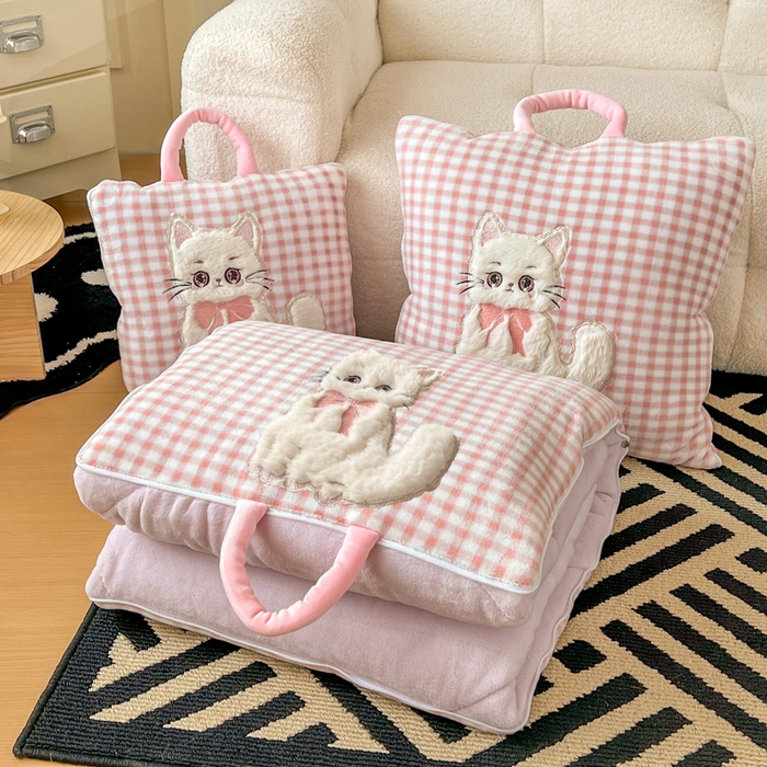 91家纺网 家纺一手货源 找家纺 番茄+ 2025新款牛奶绒哈基米抱枕被 哈基米-格粉