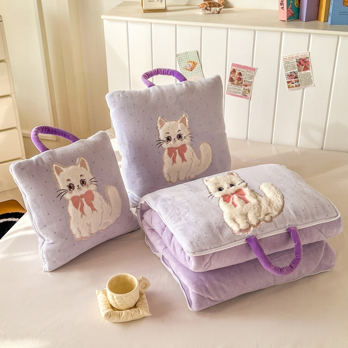 番茄+ 2025新款牛奶绒哈基米抱枕被 哈基米-波点紫