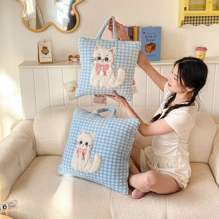 91家纺网 家纺一手货源 找家纺 番茄+ 2025新款牛奶绒哈基米抱枕被 哈基米-格蓝