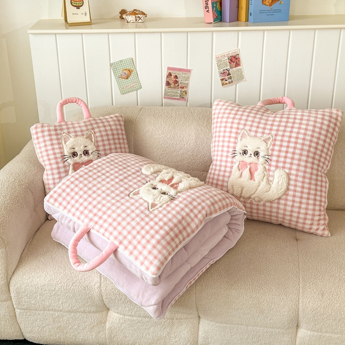 91家纺网 家纺一手货源 找家纺 番茄+ 2025新款牛奶绒哈基米抱枕被 哈基米-格粉