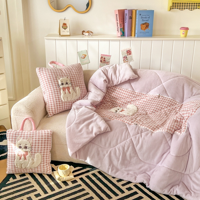 91家纺网 家纺一手货源 找家纺 番茄+ 2025新款牛奶绒哈基米抱枕被 哈基米-格粉