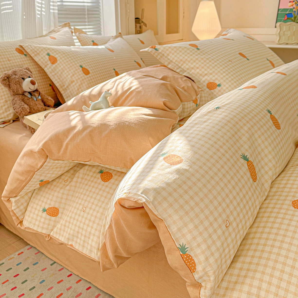 春雨家居 2026新款全棉印花ins减龄可爱小清新单被套 小菠萝