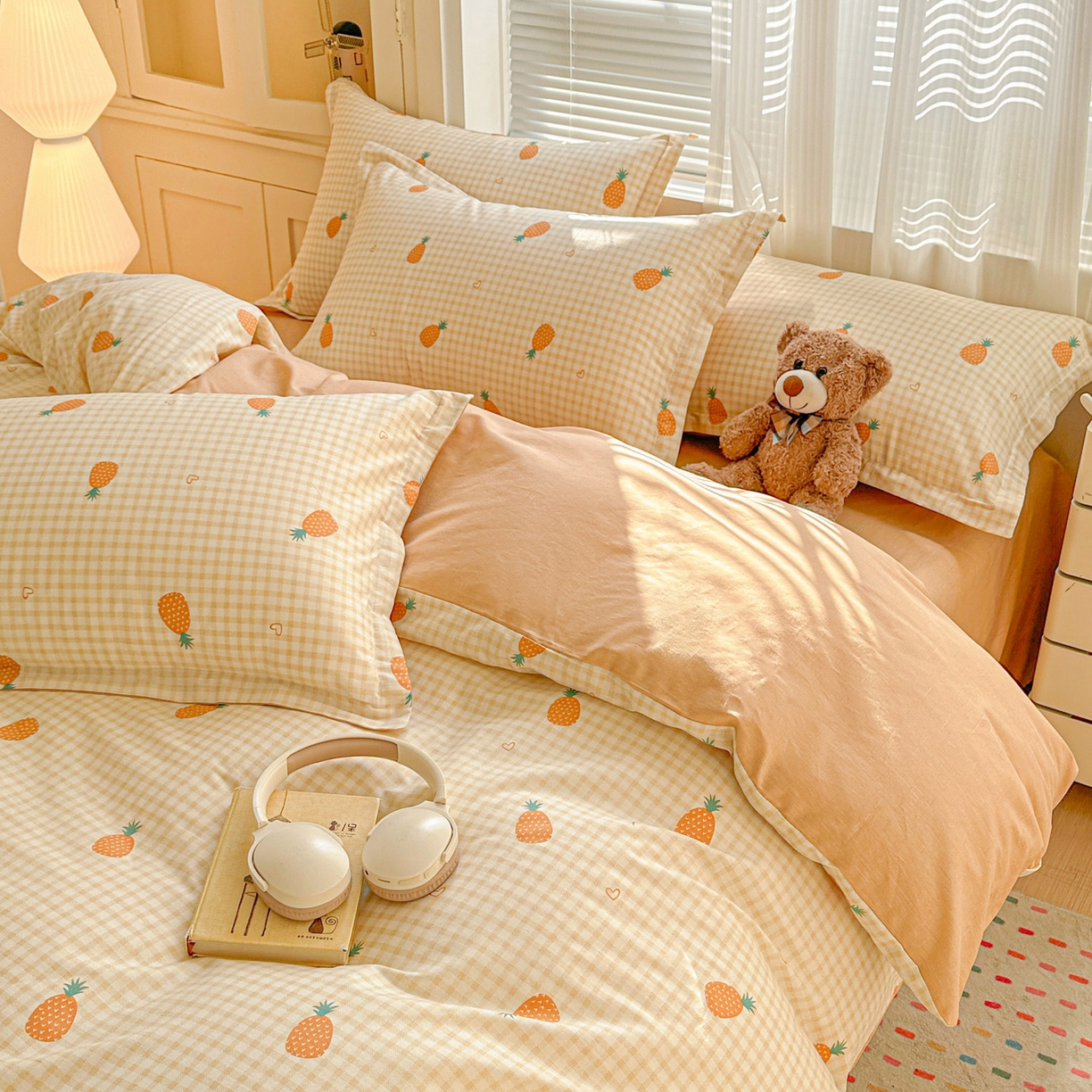 91家纺网 家纺一手货源 找家纺 春雨家居 2026新款全棉印花ins减龄可爱小清新单被套 小菠萝