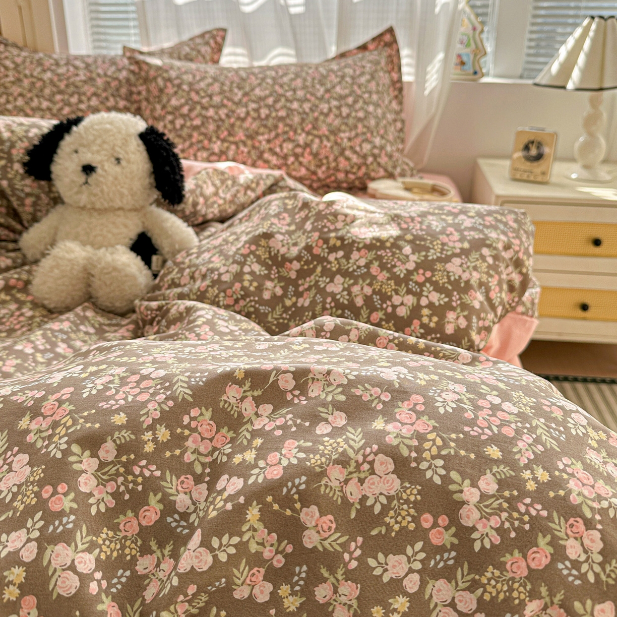 91家纺网 家纺一手货源 找家纺 春雨家居 2026新款全棉印花ins减龄可爱小清新单被套 玉海棠