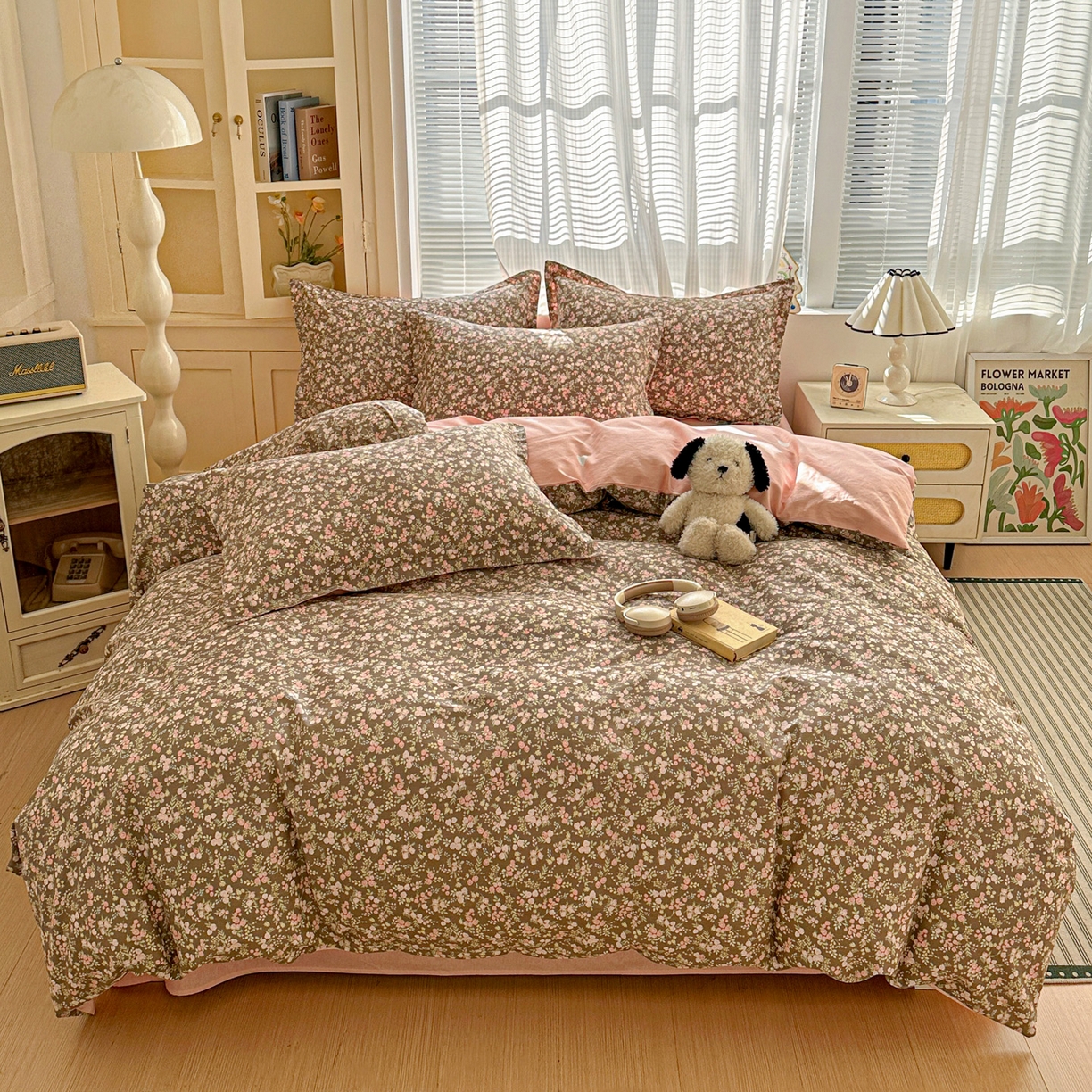 91家纺网 家纺一手货源 找家纺 春雨家居 2026新款全棉印花ins减龄可爱小清新单被套 玉海棠