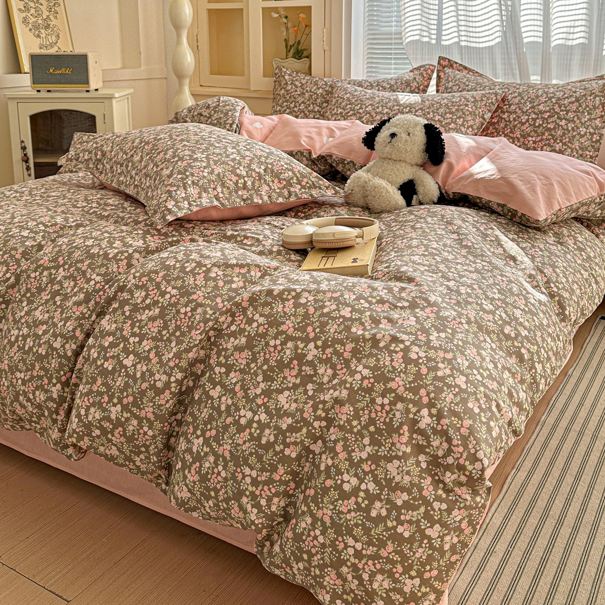 91家纺网 家纺一手货源 找家纺 春雨家居 2026新款全棉印花ins减龄可爱小清新单被套 玉海棠