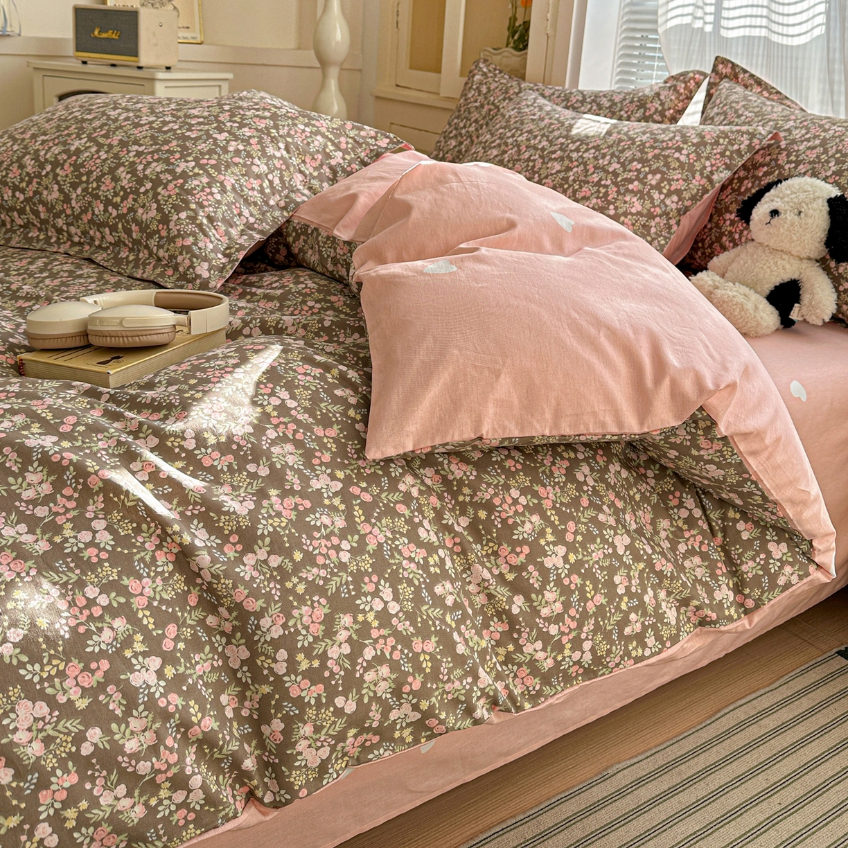 91家纺网 家纺一手货源 找家纺 春雨家居 2026新款全棉印花ins减龄可爱小清新单被套 玉海棠