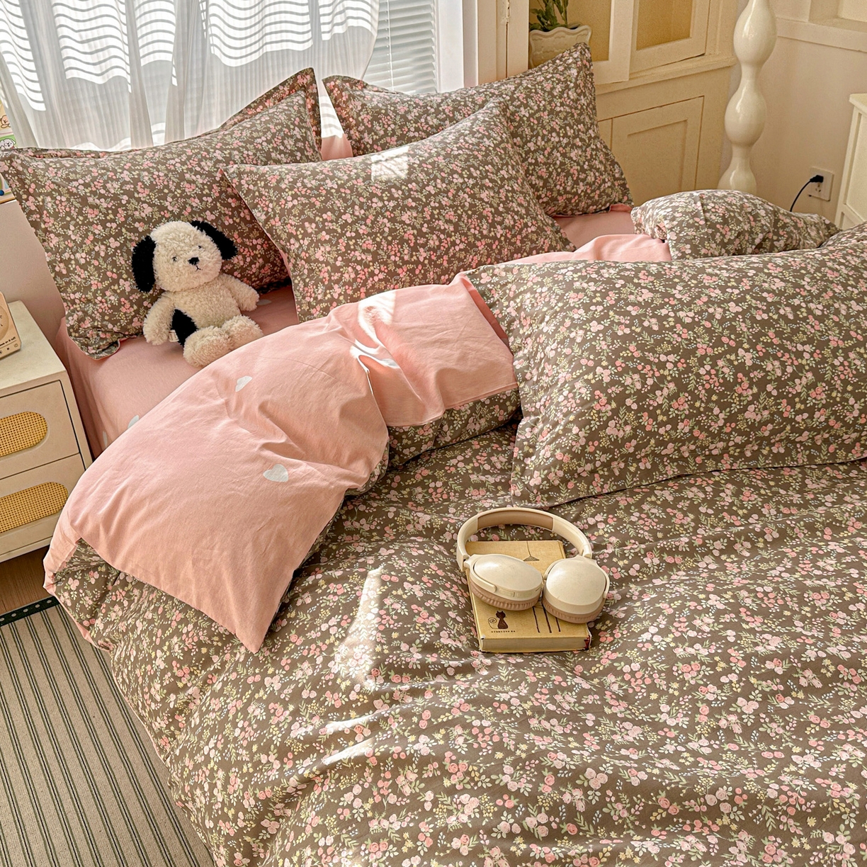 91家纺网 家纺一手货源 找家纺 春雨家居 2026新款全棉印花ins减龄可爱小清新单被套 玉海棠