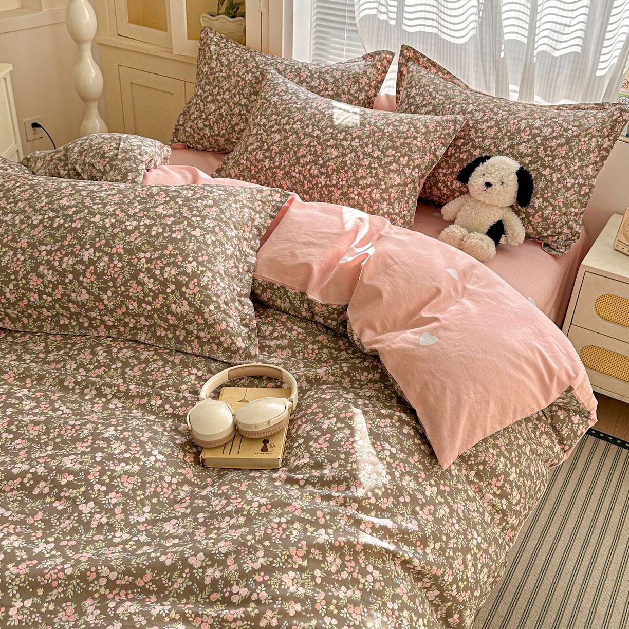 91家纺网 家纺一手货源 找家纺 春雨家居 2026新款全棉印花ins减龄可爱小清新单被套 玉海棠