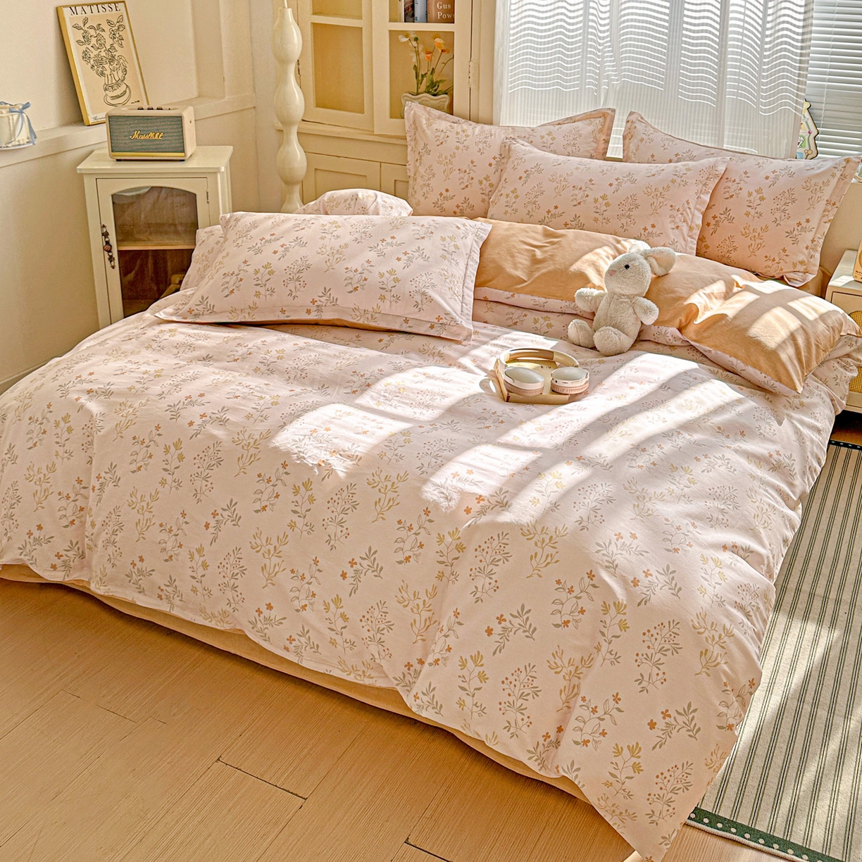 91家纺网 家纺一手货源 找家纺 春雨家居 2026新款全棉印花ins减龄可爱小清新单被套 醉梦惜花