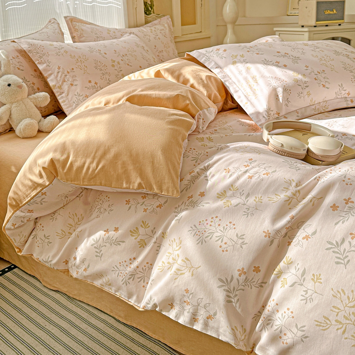 91家纺网 家纺一手货源 找家纺 春雨家居 2026新款全棉印花ins减龄可爱小清新单被套 醉梦惜花