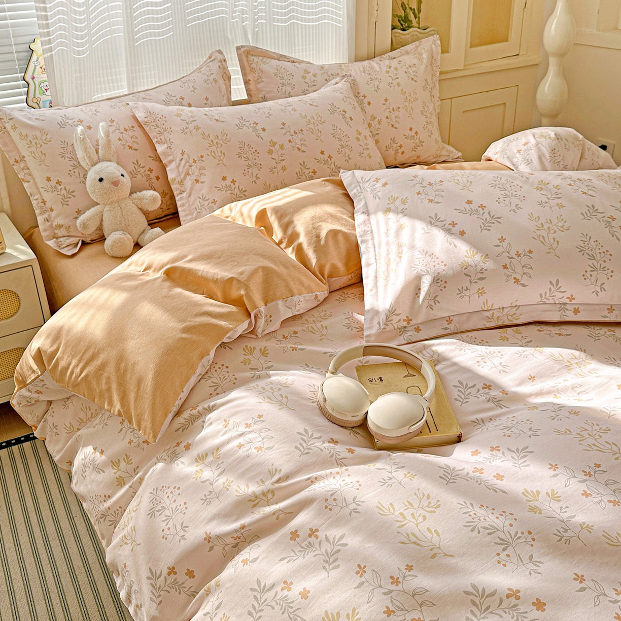 91家纺网 家纺一手货源 找家纺 春雨家居 2026新款全棉印花ins减龄可爱小清新单被套 醉梦惜花