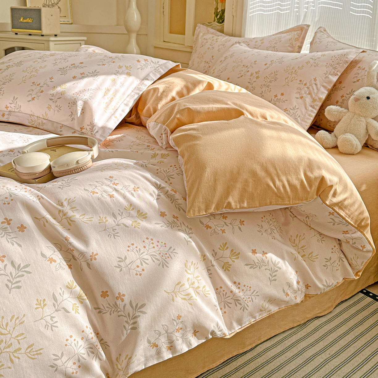 91家纺网 家纺一手货源 找家纺 春雨家居 2026新款全棉印花ins减龄可爱小清新单被套 醉梦惜花