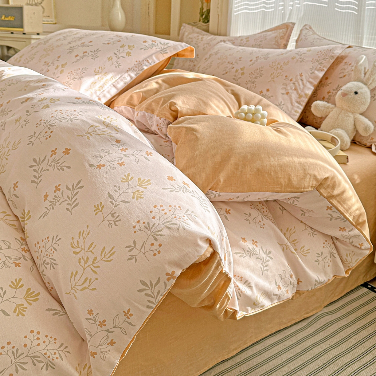 91家纺网 家纺一手货源 找家纺 春雨家居 2026新款全棉印花ins减龄可爱小清新单被套 醉梦惜花