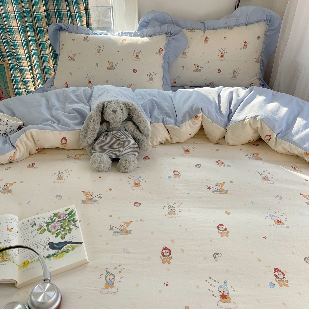 91家纺网 家纺一手货源 找家纺 （总）凯洛奇 2026新款A类仿棉四件套古法水洗棉法式工艺花边套件（提供买家秀）