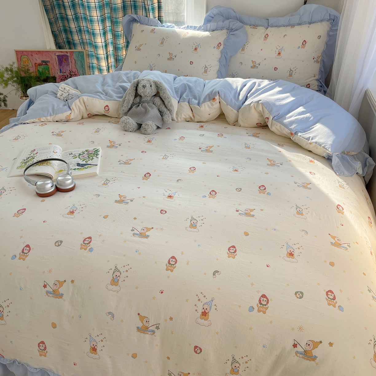 91家纺网 家纺一手货源 找家纺 （总）凯洛奇 2026新款A类仿棉四件套古法水洗棉法式工艺花边套件（提供买家秀）