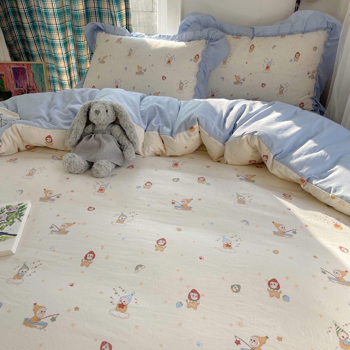 91家纺网 家纺一手货源 找家纺 （总）凯洛奇 2026新款A类仿棉四件套古法水洗棉法式工艺花边套件（提供买家秀）