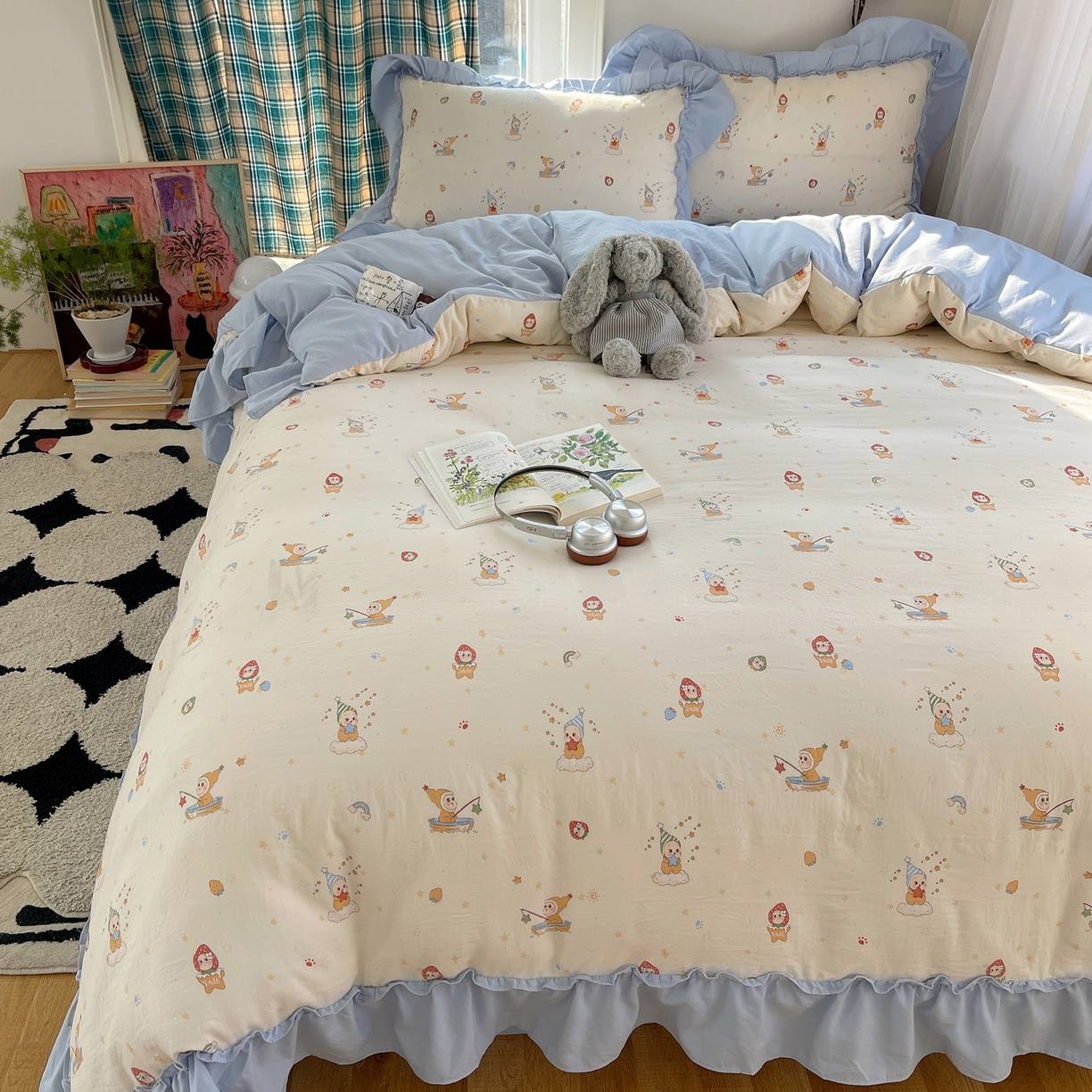 91家纺网 家纺一手货源 找家纺 （总）凯洛奇 2026新款A类仿棉四件套古法水洗棉法式工艺花边套件（提供买家秀）