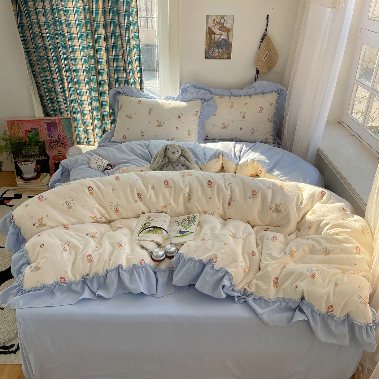 91家纺网 家纺一手货源 找家纺 （总）凯洛奇 2026新款A类仿棉四件套古法水洗棉法式工艺花边套件（提供买家秀）