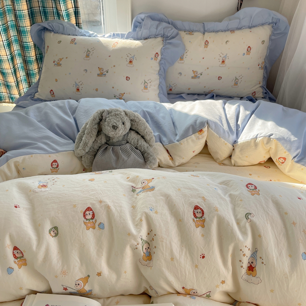 91家纺网 家纺一手货源 找家纺 （总）凯洛奇 2026新款A类仿棉四件套古法水洗棉法式工艺花边套件（提供买家秀）