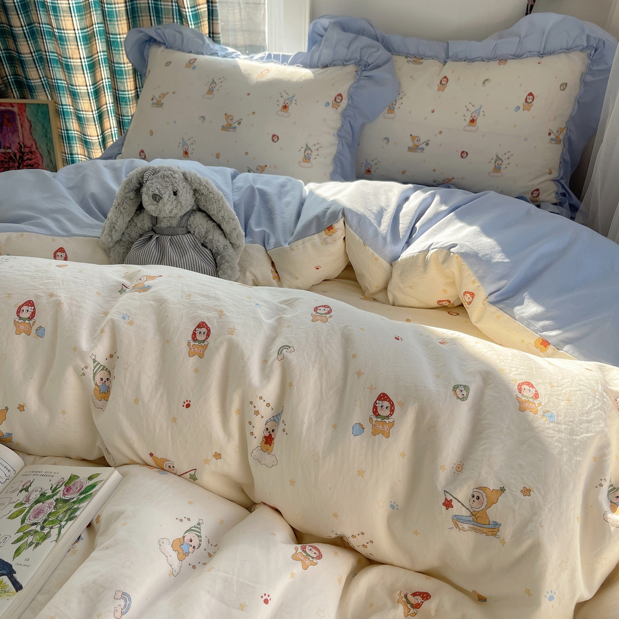 91家纺网 家纺一手货源 找家纺 （总）凯洛奇 2026新款A类仿棉四件套古法水洗棉法式工艺花边套件（提供买家秀）