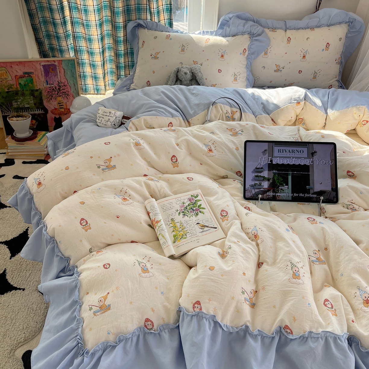 91家纺网 家纺一手货源 找家纺 （总）凯洛奇 2026新款A类仿棉四件套古法水洗棉法式工艺花边套件（提供买家秀）