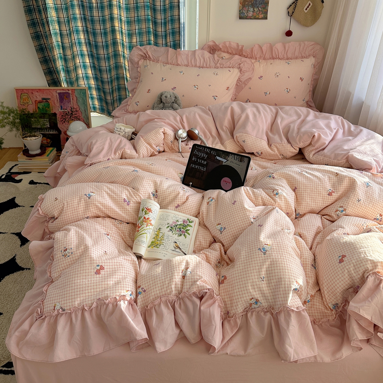 91家纺网 家纺一手货源 找家纺 （总）凯洛奇 2026新款A类仿棉四件套古法水洗棉法式工艺花边套件（提供买家秀）