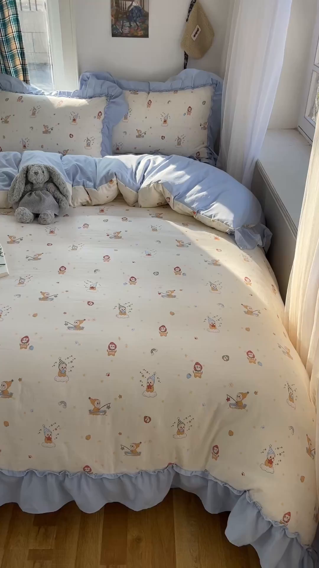 91家纺网 家纺一手货源 找家纺 凯洛奇 2026新款A类仿棉四件套古法水洗棉法式工艺花边套件（提供买家秀） 精灵女孩