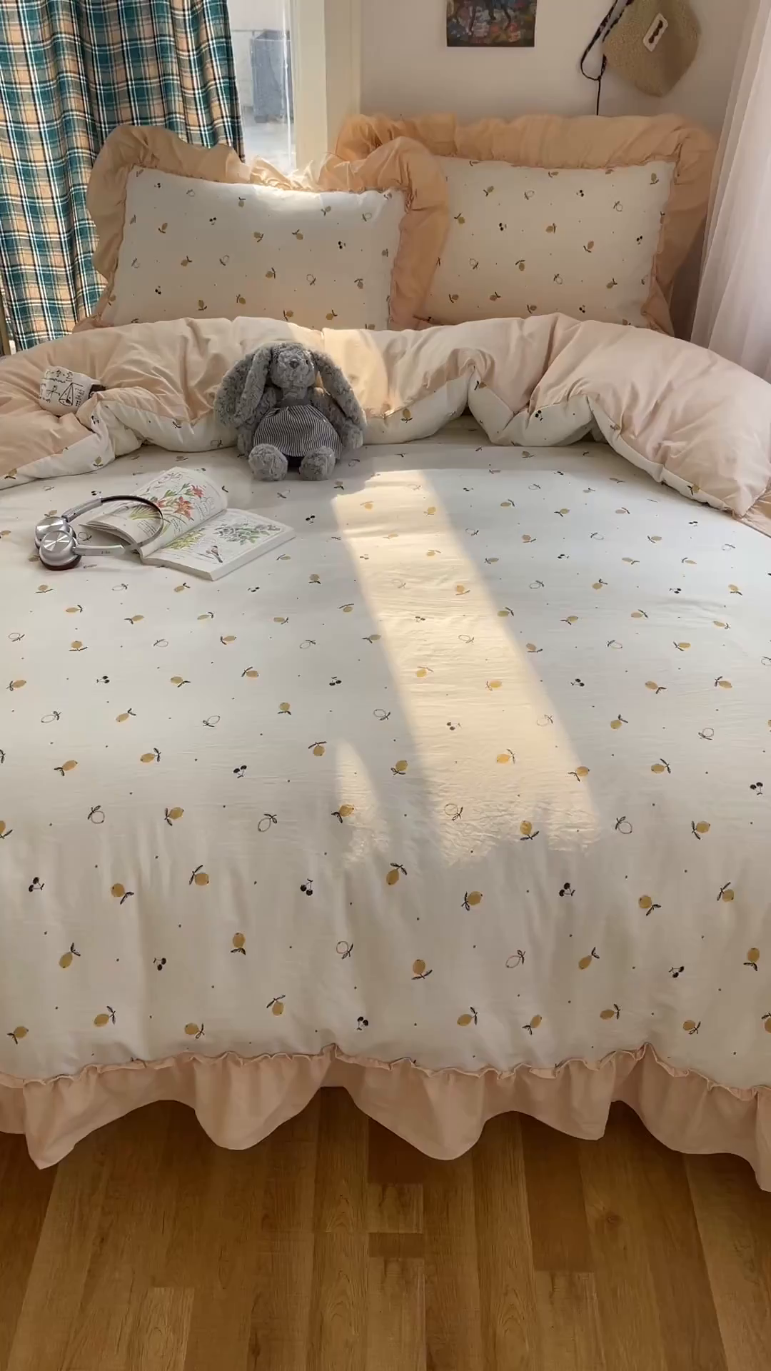 91家纺网 家纺一手货源 找家纺 凯洛奇 2026新款A类仿棉四件套古法水洗棉法式工艺花边套件（提供买家秀） 硕果盈盈