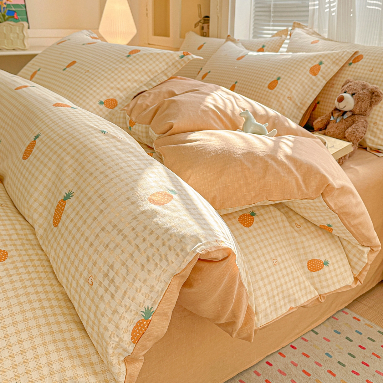 春雨家居 2026新款全棉纯棉花ins减龄可爱小清新四件套 小菠萝