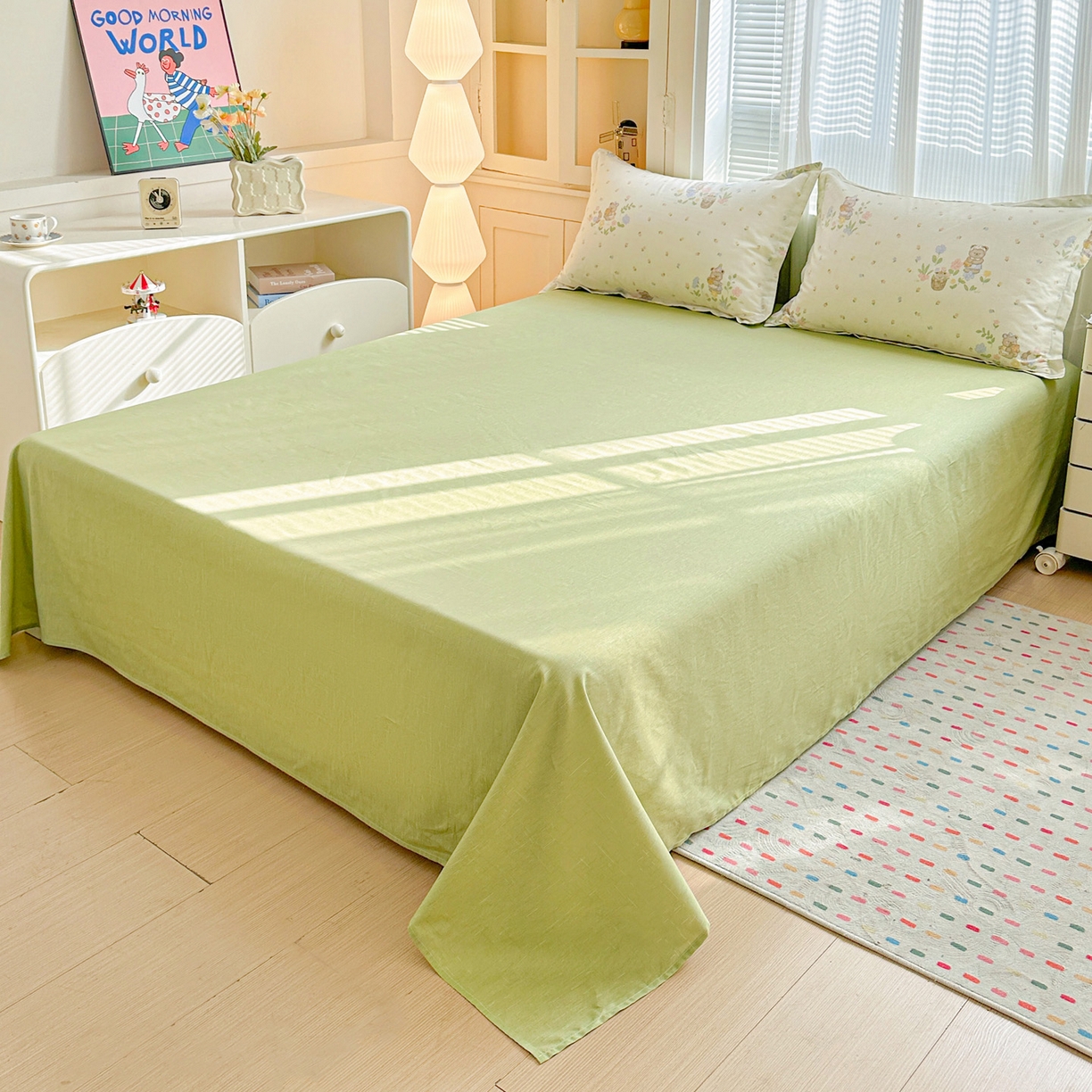 91家纺网 家纺一手货源 找家纺 春雨家居 2026新款全棉纯棉花ins减龄可爱小清新四件套 浪漫花园