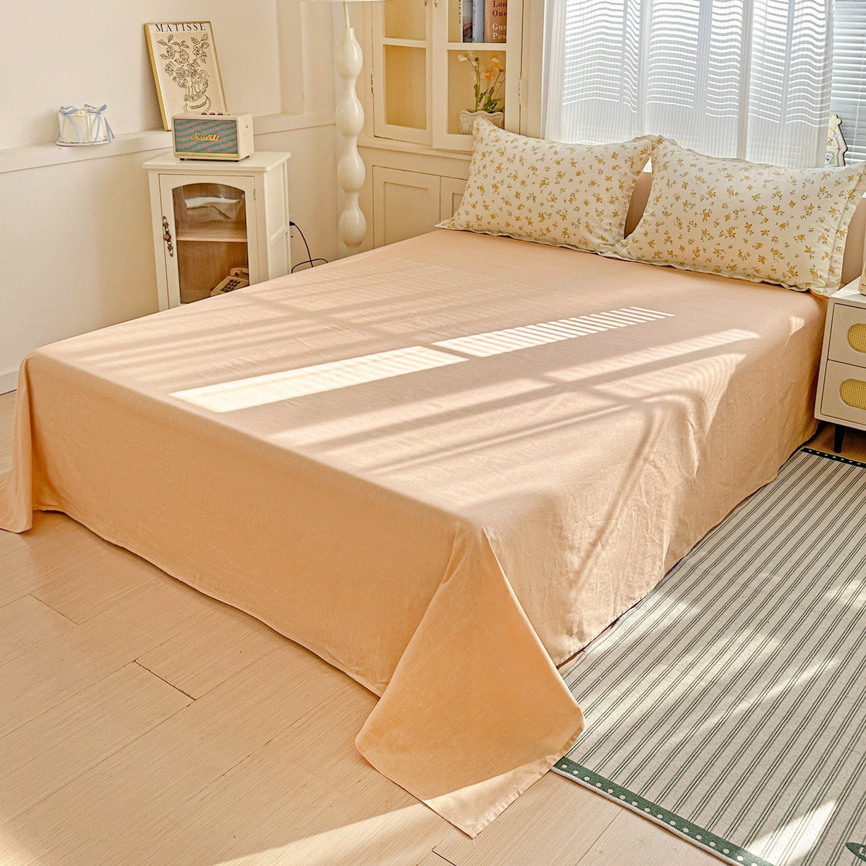 91家纺网 家纺一手货源 找家纺 春雨家居 2026新款全棉纯棉花ins减龄可爱小清新四件套 故事小黄花