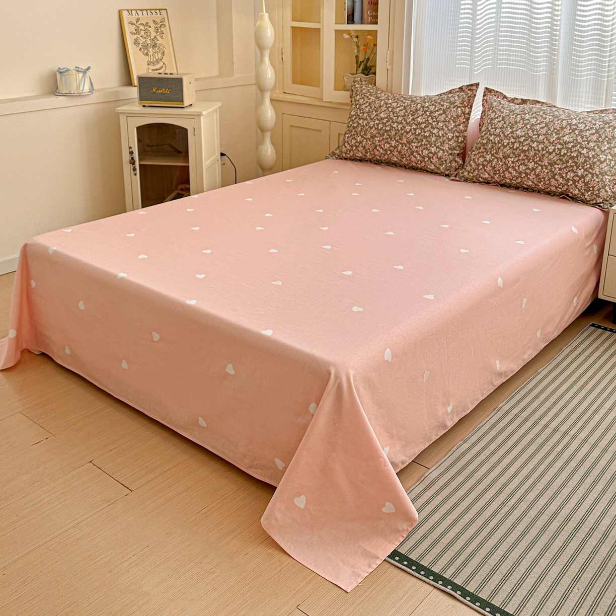 91家纺网 家纺一手货源 找家纺 春雨家居 2026新款全棉纯棉花ins减龄可爱小清新四件套 玉海棠