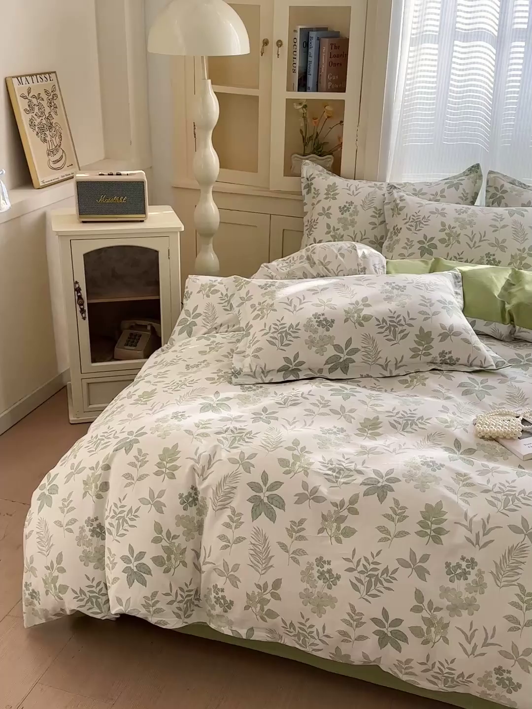 91家纺网 家纺一手货源 找家纺 春雨家居 2026新款全棉纯棉花ins减龄可爱小清新四件套 洛克庄园-绿